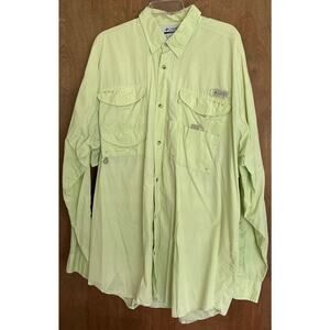 Columbia Shirt Men’s XXL Yellow PFG Omni-shade Button Fishing Long Sleeve Vented